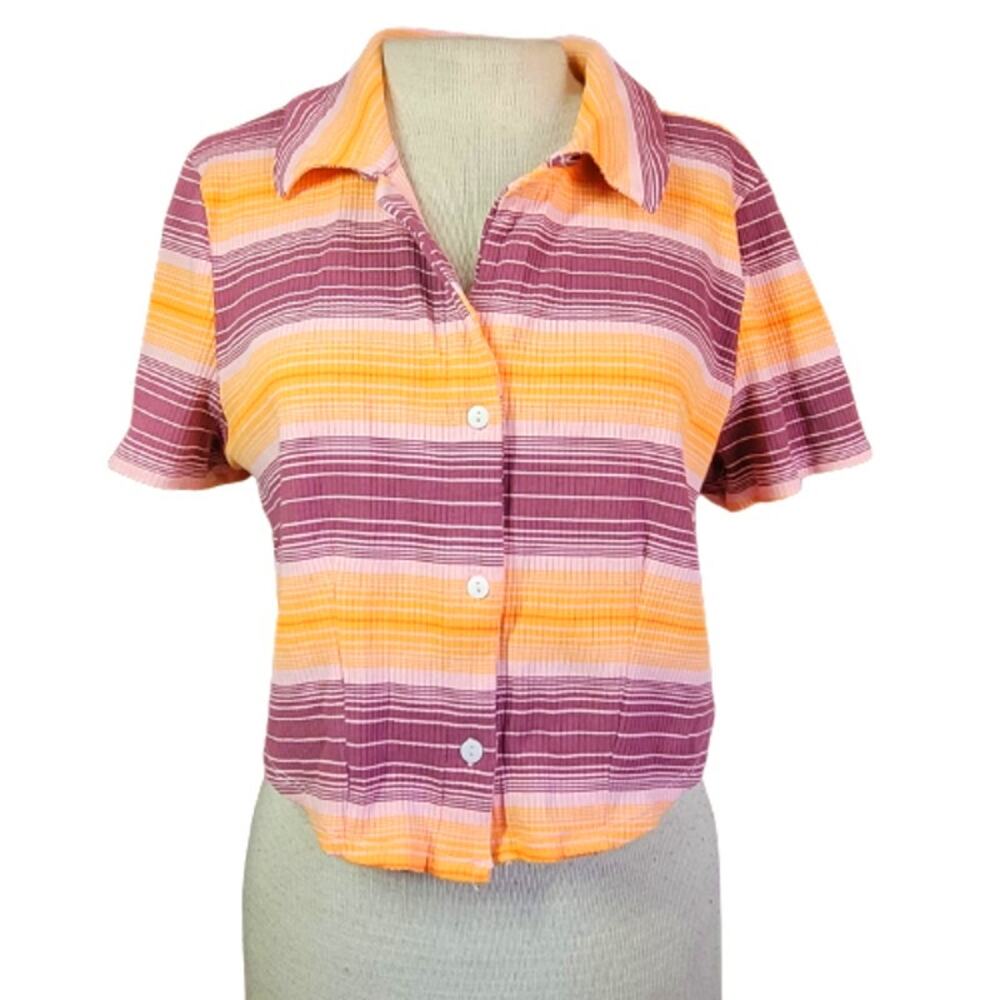 Orange and Pink Short Sleeve Crop Top Size XL